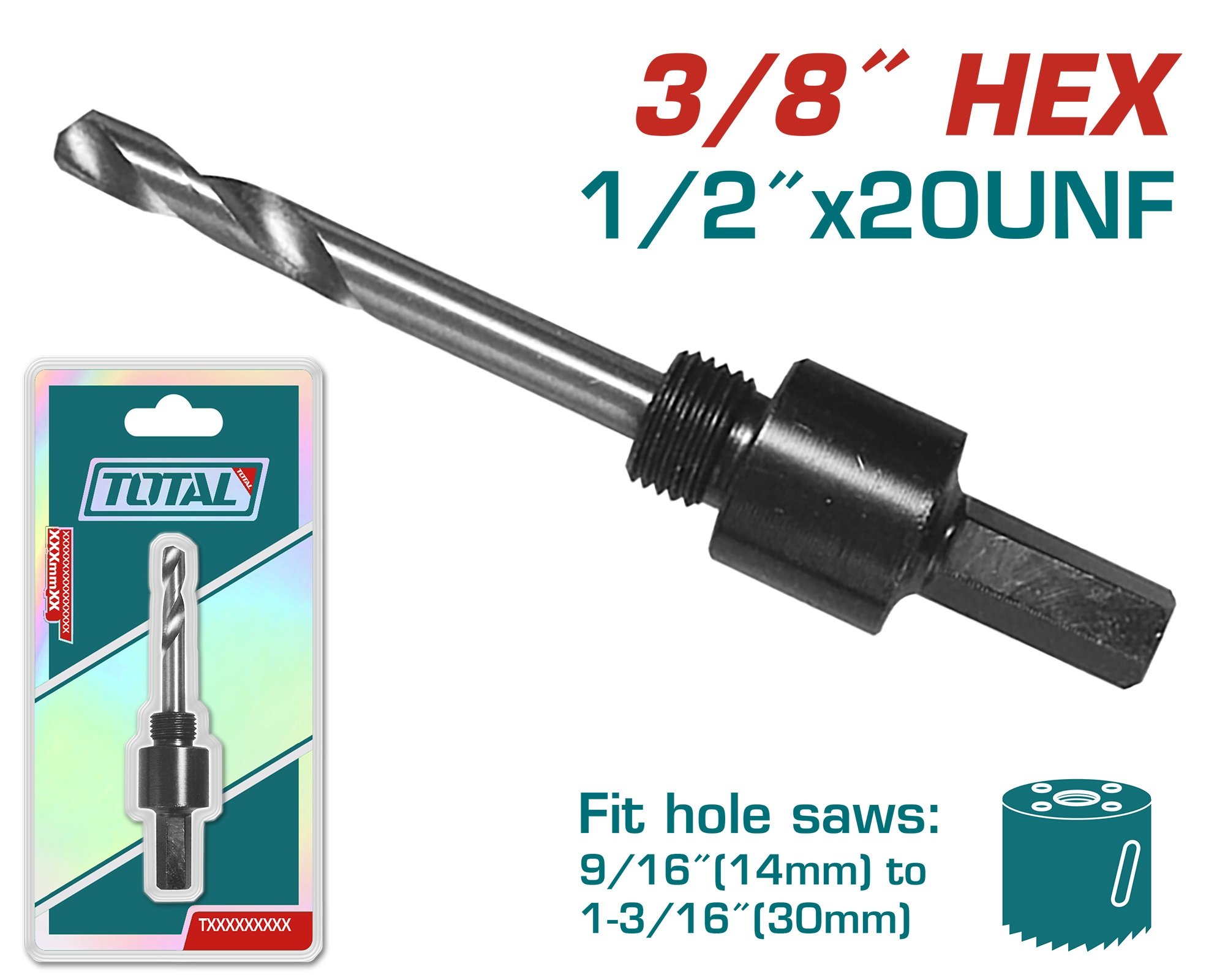 Adapteris TOTAL, gręžimo karūnai, tinka 14-30 mm, TAC4201