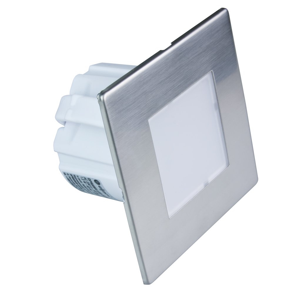Montuojamas šviestuvas DPM Ycb177S, laiptų apšvietimui, LED, 1,2W, 4000K, 40 lm, 110', IP20, plieno sp., kvadratinis