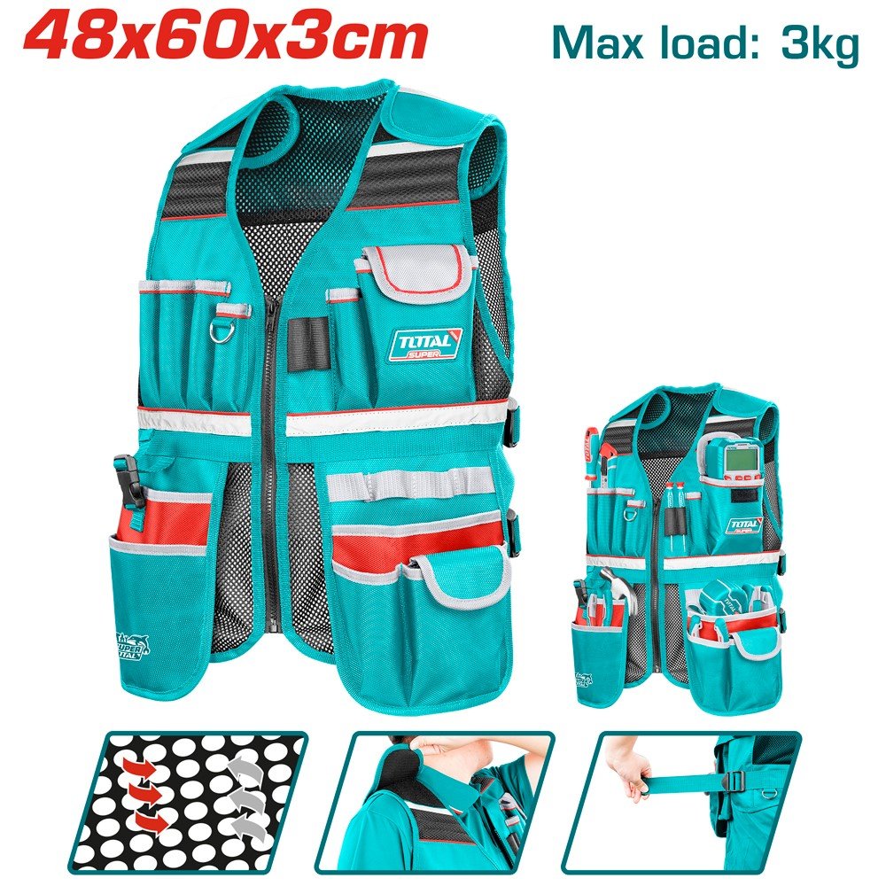 Įrankių liemenė TOTAL, 3 kg, 480x600x30 mm, TTVT16025