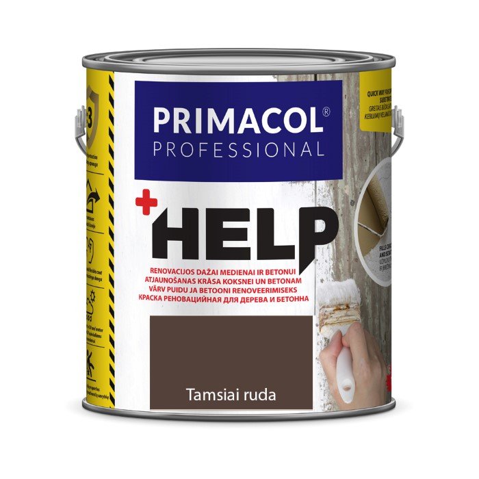Vandeniniai renovaciniai dažai PRIMACOL Help, 2,5 l, tamsiai ruda