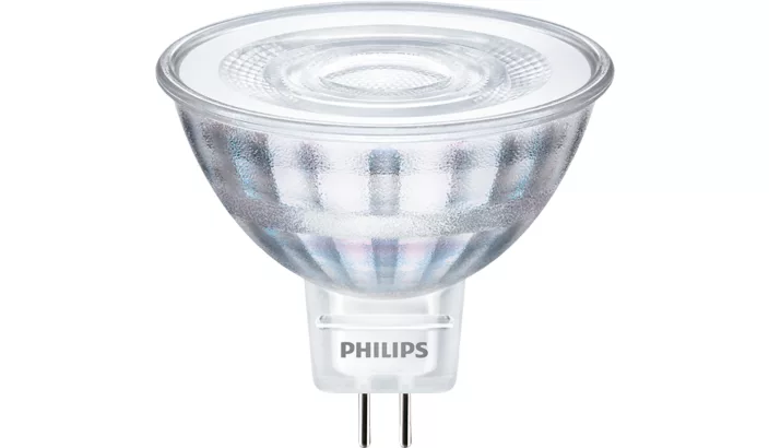 LED lempa PHILIPS, 4,4W (=35W), GU5.3 MR16, 12V, 4000K, 36°, 390 lm