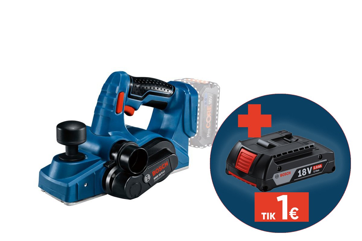 Akumuliatorinis oblius BOSCH Professional GHO 18 V-LI Blue, Solo, 18 V, 0 - 1,6 mm, be akumuliatoriaus ir kroviklio