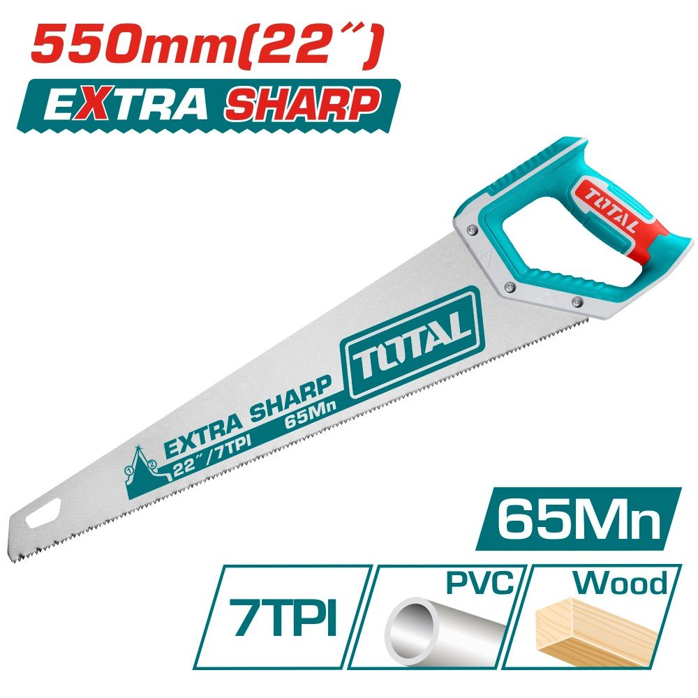 Pjūklas TOTAL, medžiui, 0.9 mm, 7TPI, 550 mm, THT55226
