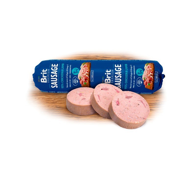 Konservuotas šunų ėdalas BRIT Premium, dešra su vištiena ir ėriena, 800g
