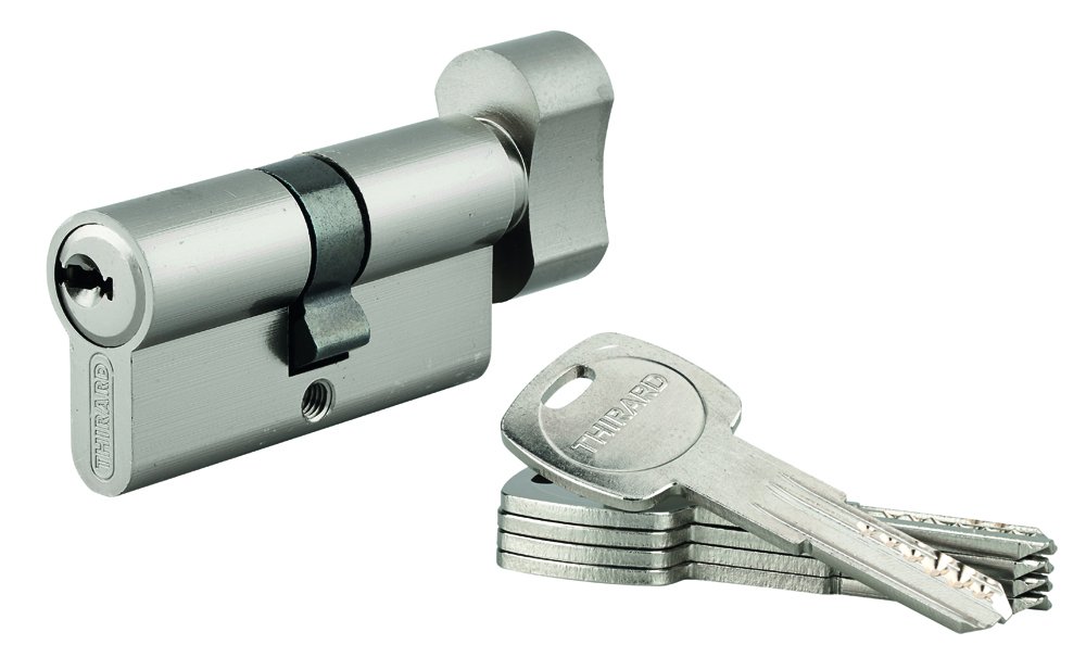 Spynos cilindras THIRARD, Trafic 6, su suktuku, 5 raktai, žalvarinis, nikeliuotas, 30 x 30 mm, 293166