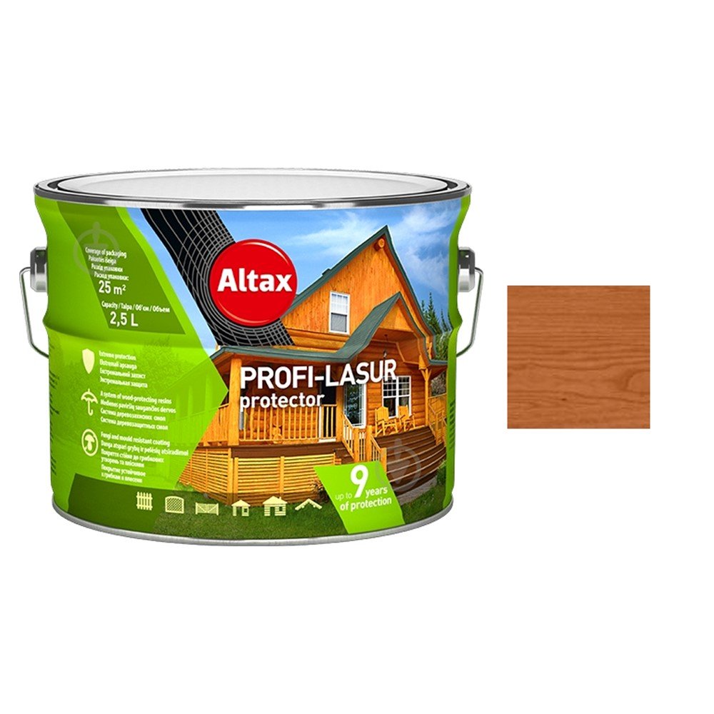 Medienos impregnantas ALTAX Profi-Lasur Protektor, 2,5 l, tiko sp.