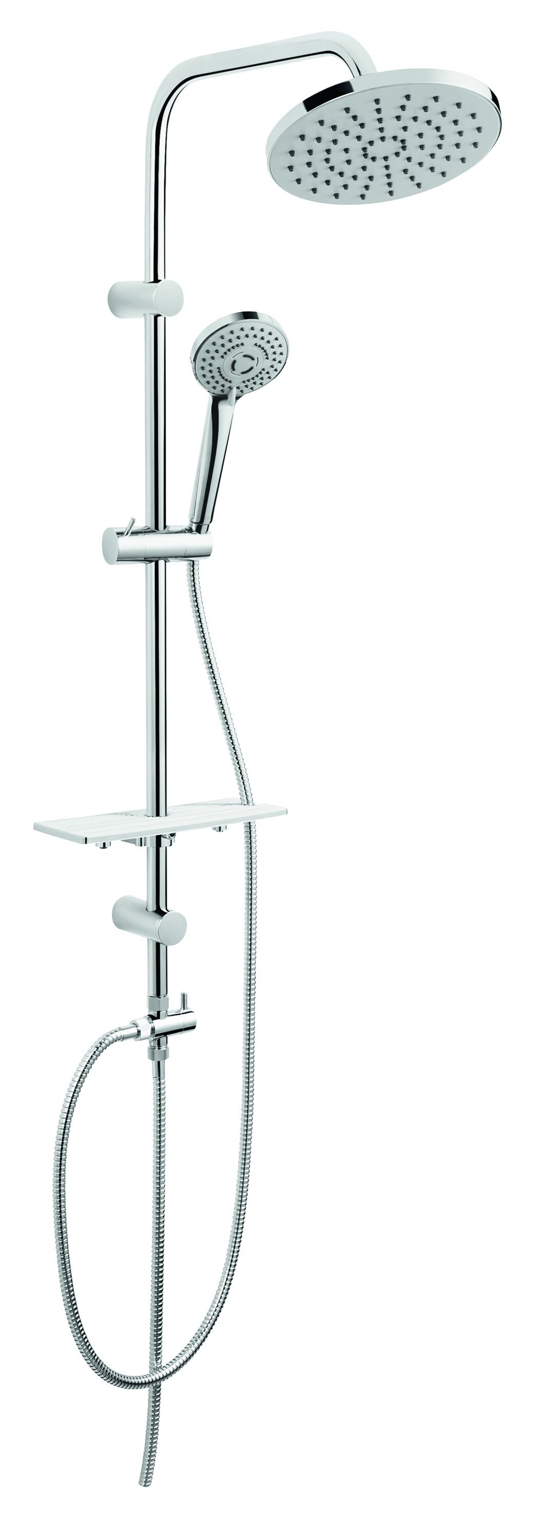 Dušo komplektas FERRO Matteo Pro, stovas 985 mm, dušo galvutės, žarna 150 cm, chromas, NP43