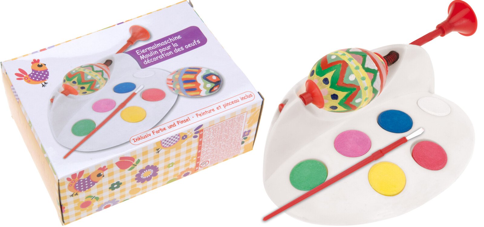 Kiaušinių marginimo prietaisas, su teptuku, 6 dažų spalvos