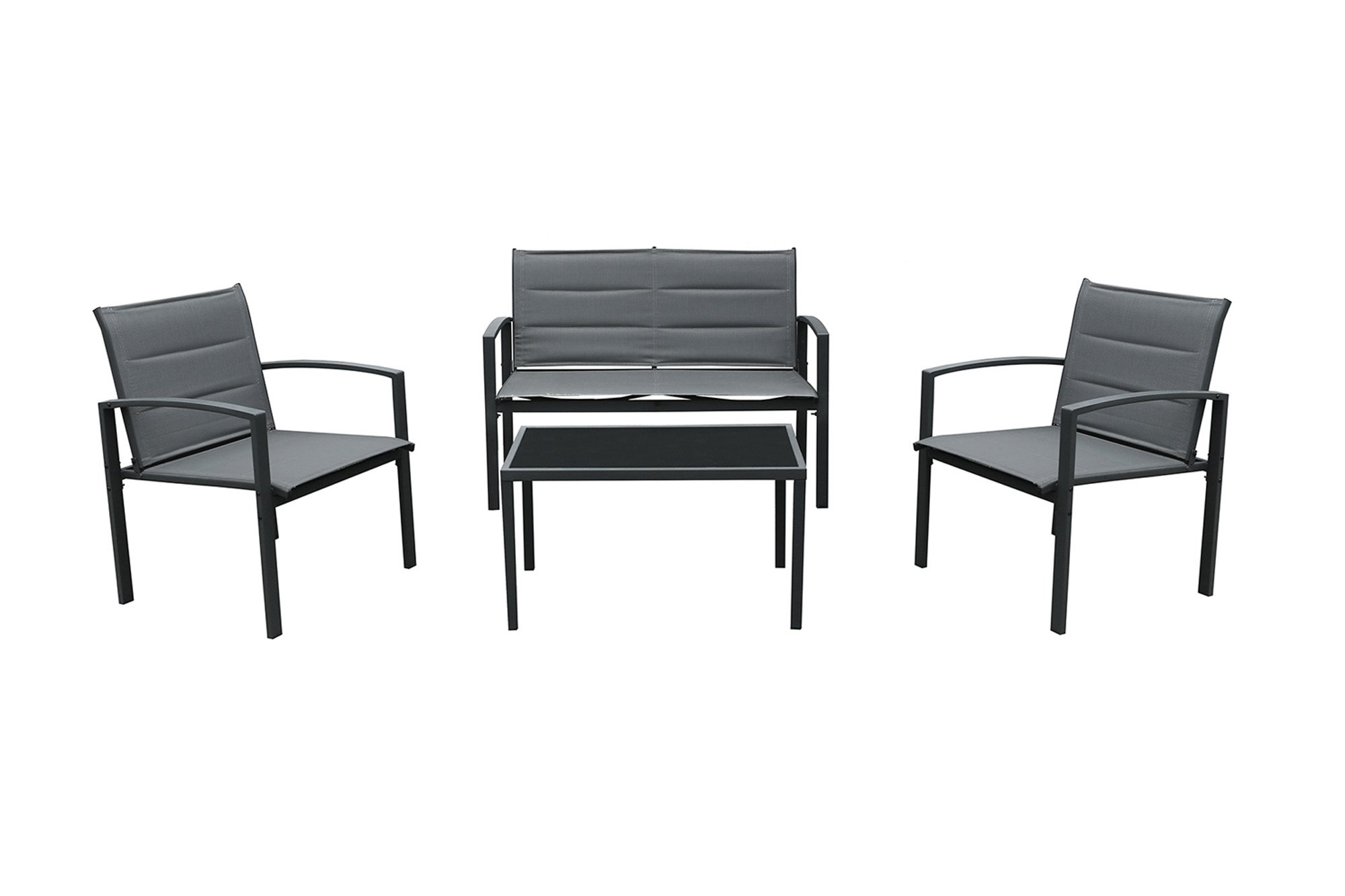 Lauko baldų komplektas LEX GLS804645, komplektą sudaro: dvivietis krėslas, 2 kėdės ir staliukas