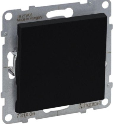 Perjungiklis LEGRAND SUNO, 1 klavišo, įleidžiamas, automatiniai gnybtai, juodos sp., 721406