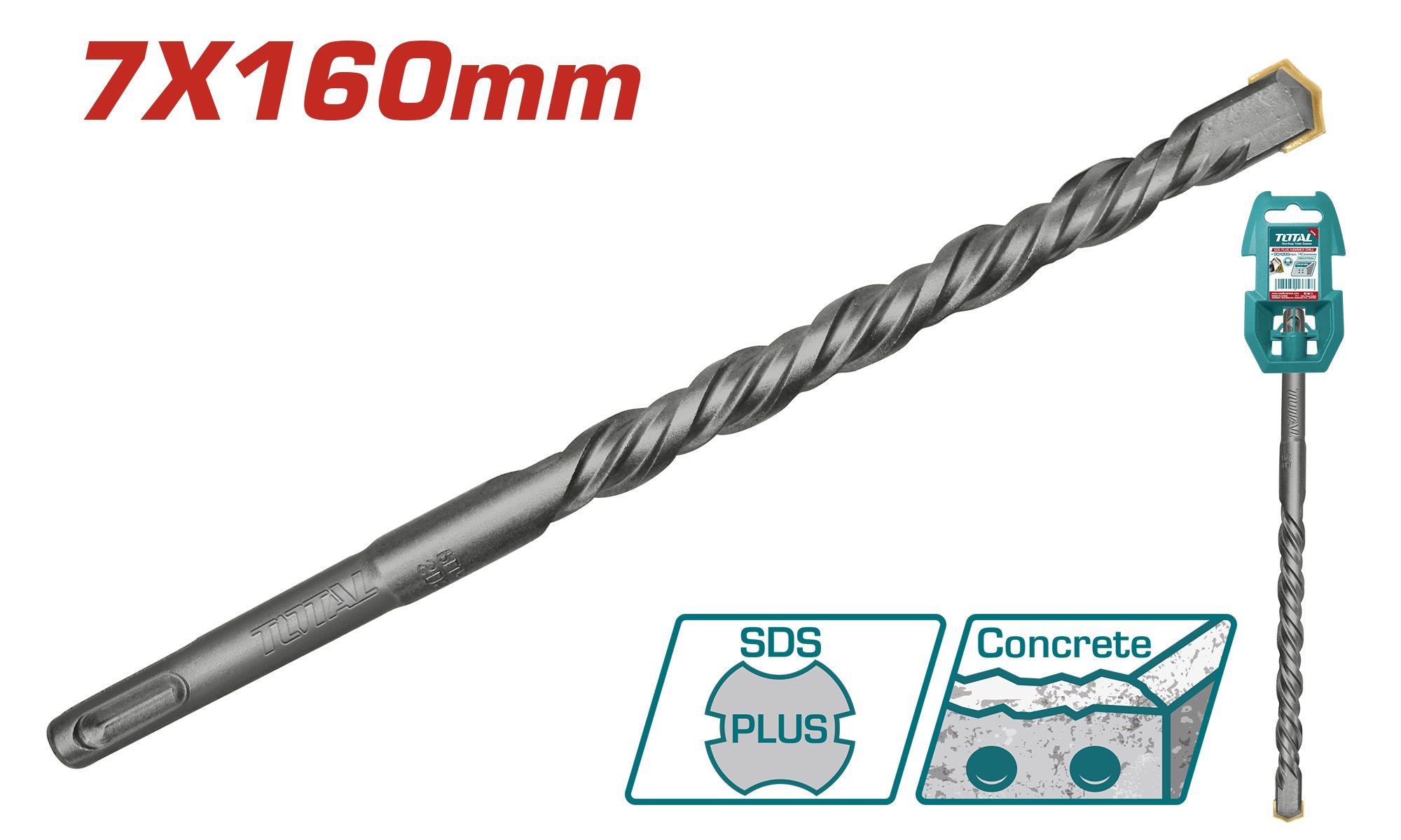 Grąžtas TOTAL, betonui, SDS plus, 7x160 mm, TAC310702