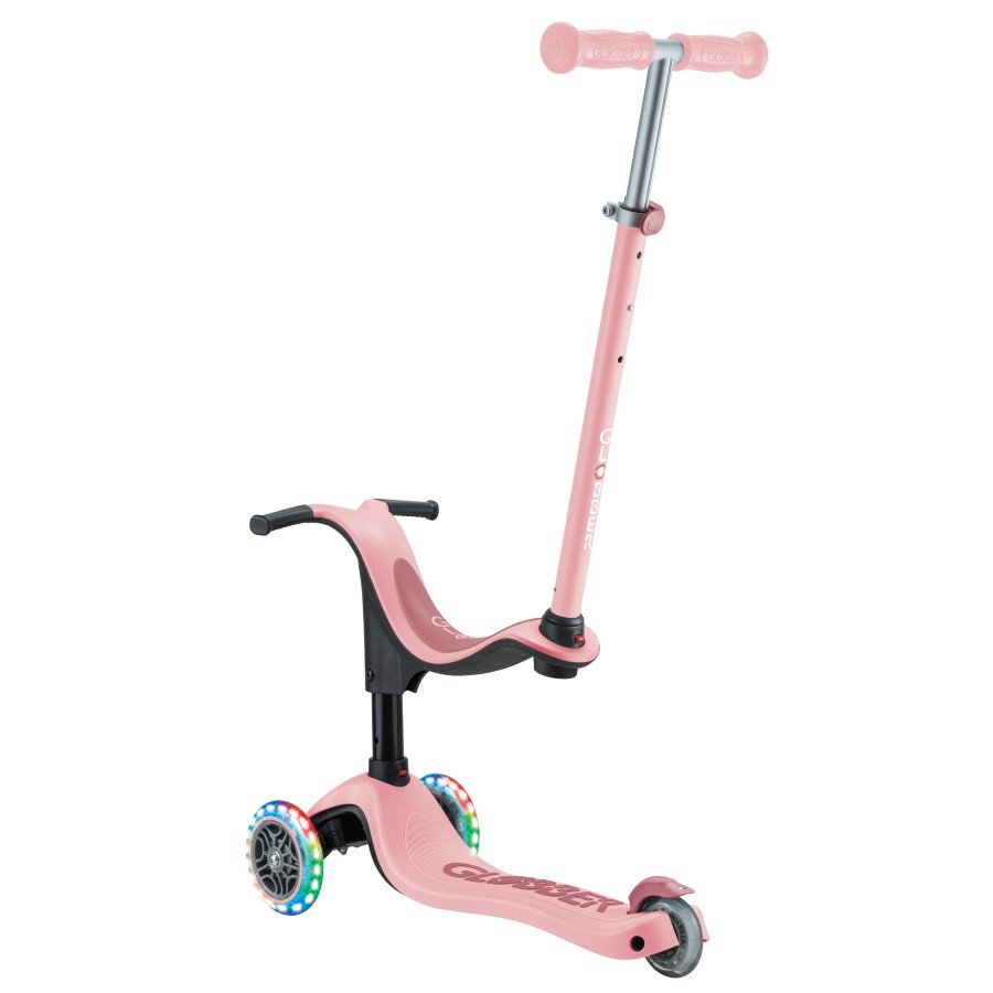 Paspirtukas GLOBBER Go Up Sporty Lights V2, pastelinis rožinis, apkrova iki 20kg