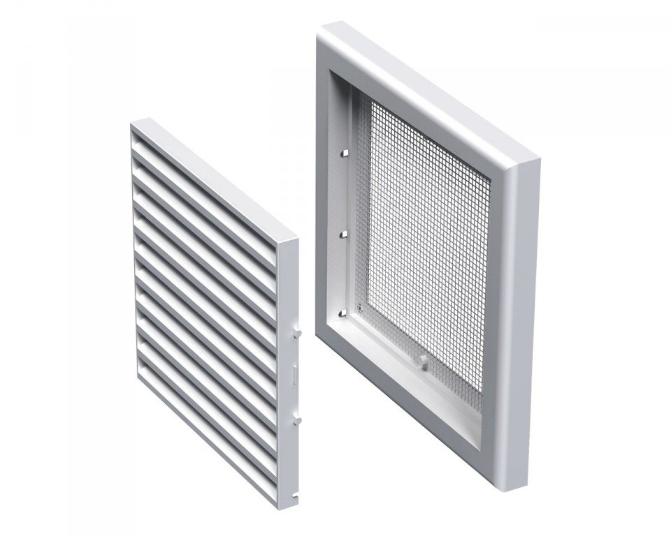 Ventiliacinės grotelės VENTS MV100S, 154 x 154, plastikinės, baltos spalvos