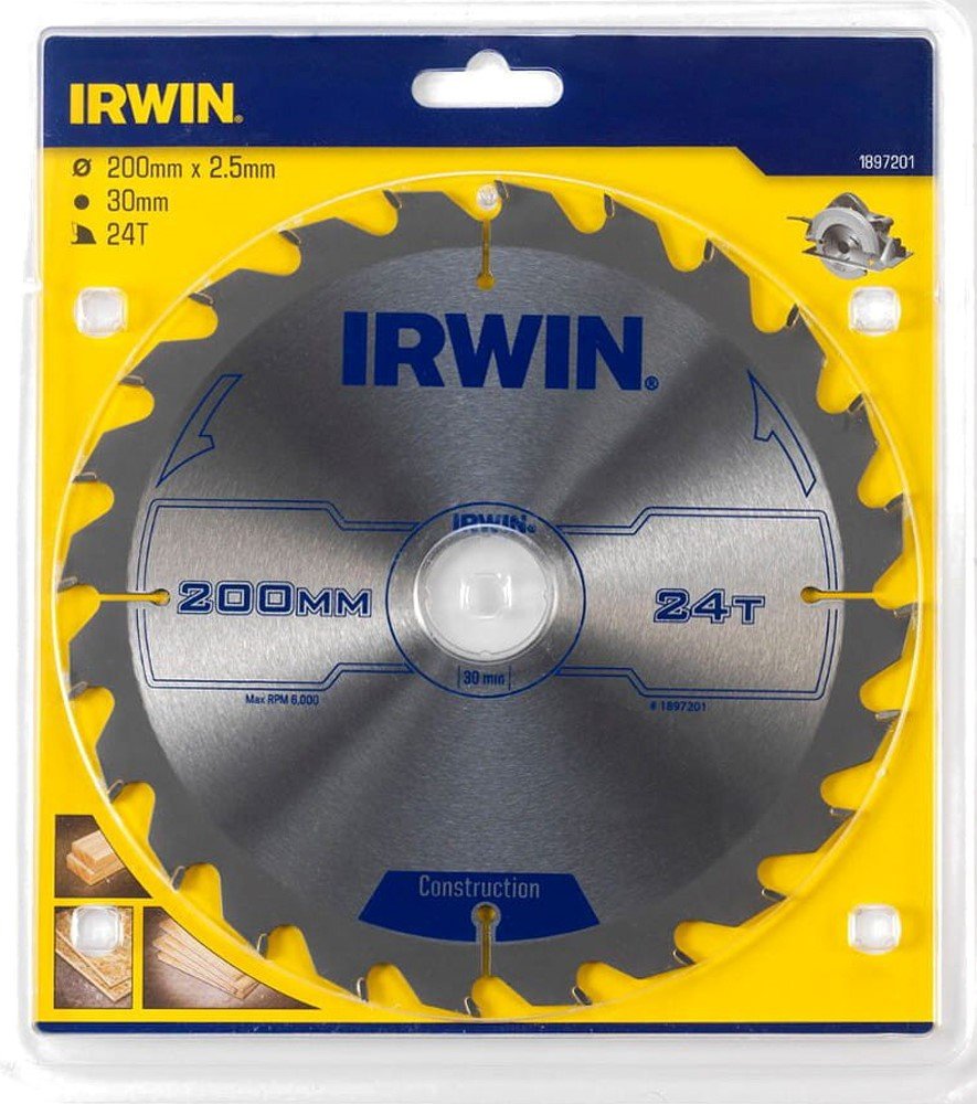 Medžio pjovimo diskas su kietmetaliu IRWIN, 200 mm x 24 T