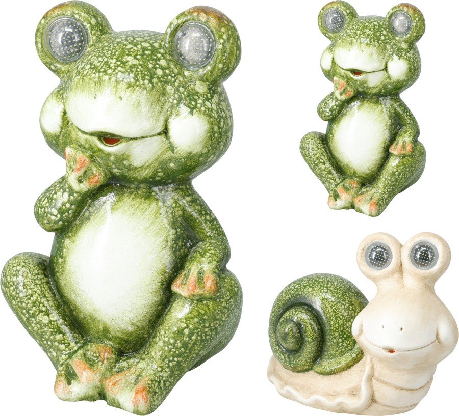 Sodo dekoracija Sodo gyvūnai, šviečiančiomis akimis, žalios sp., 3 skirtingų dizainų