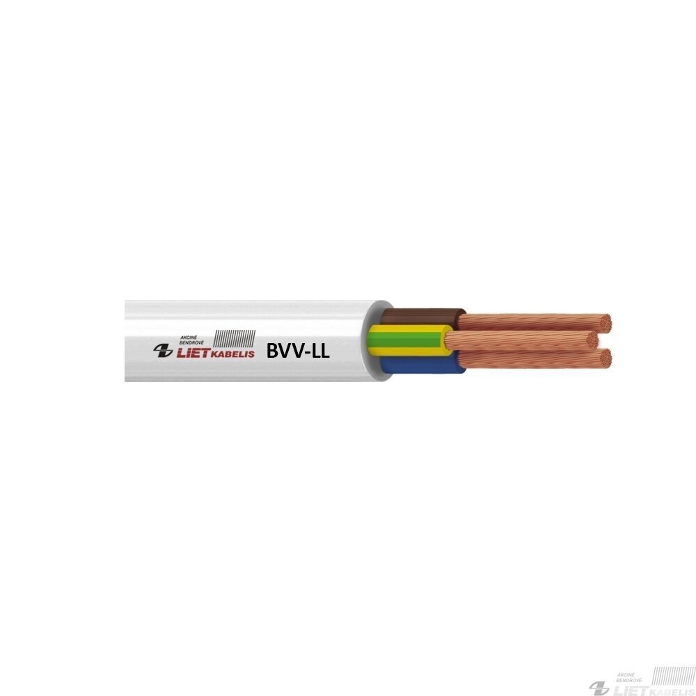 Instaliacinis kabelis LIETKABELIS Owy 300/300V 7*1, (BVV-LL) apvalus daugiagyslis (rul 100m)