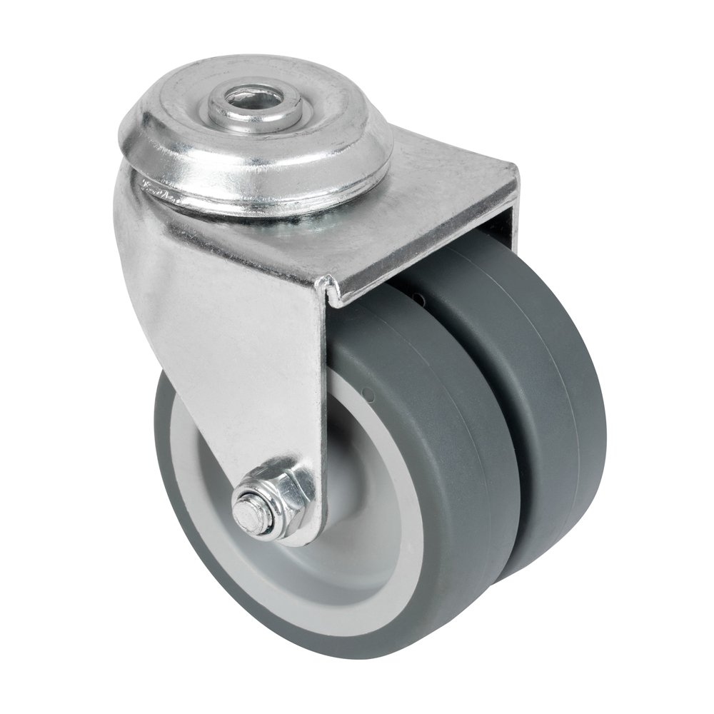 Pasukamas dvigubas ratukas WALTECO, d-75 mm, su skyle, apkrova 100 kg
