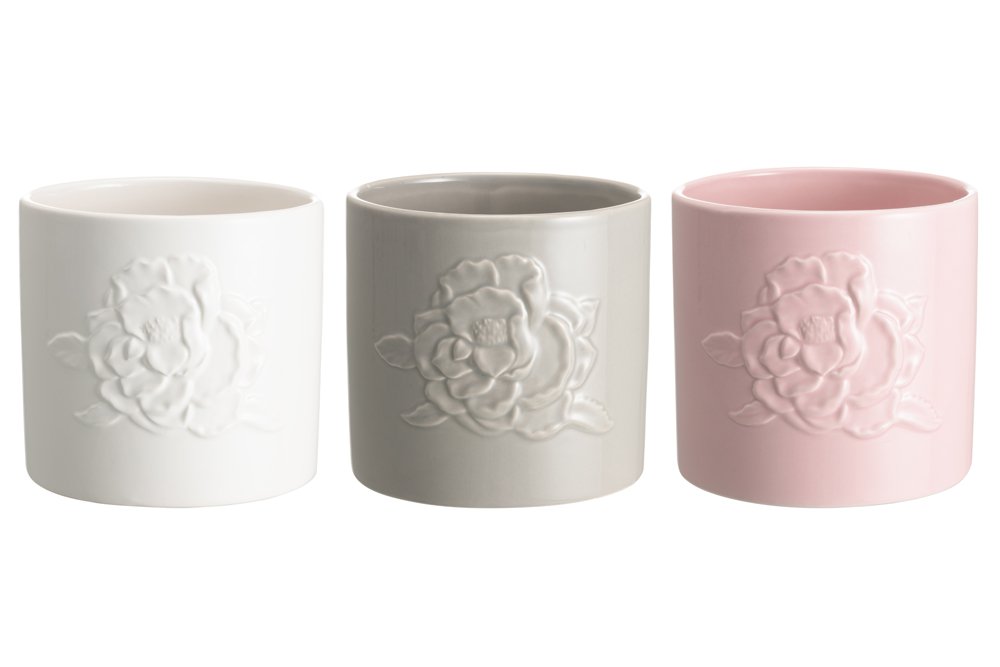 Kambarinis keraminis vazonas 4Living Rose, pilkos sp., 13,5 x 13,5 x 12,5 cm.