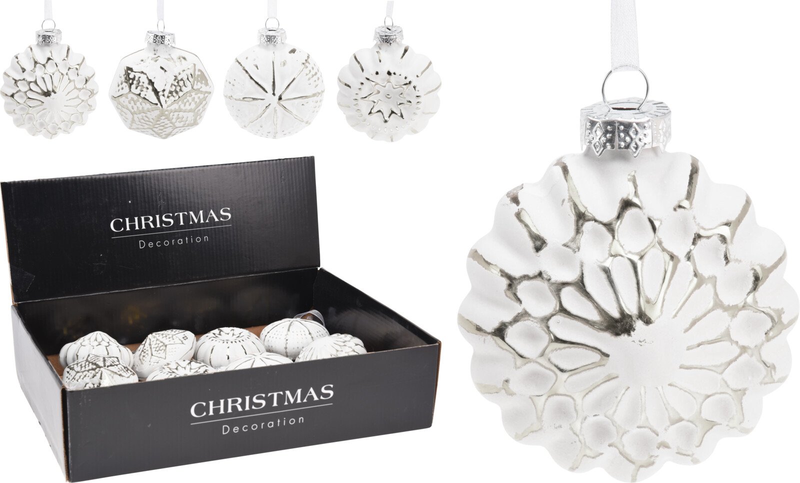 Eglutės žaisliukas, stiklas, 4 skirtingi dizainai, sidabro sp., 8 x 4 x 8 cm