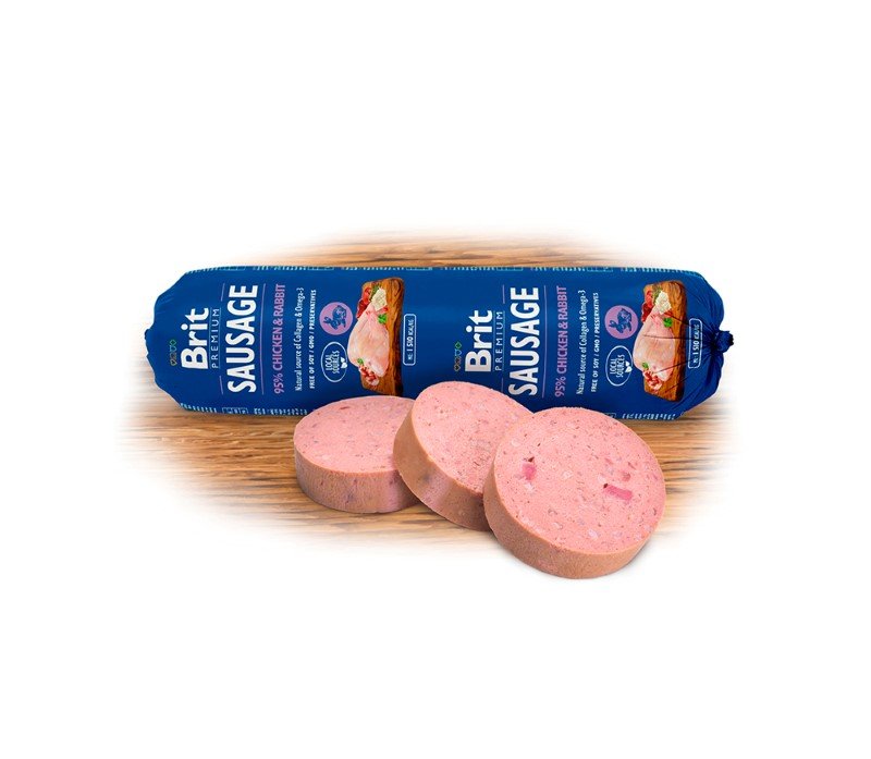 Konservuotas šunų ėdalas BRIT Premium, dešra su vištiena ir triušiena, 800g