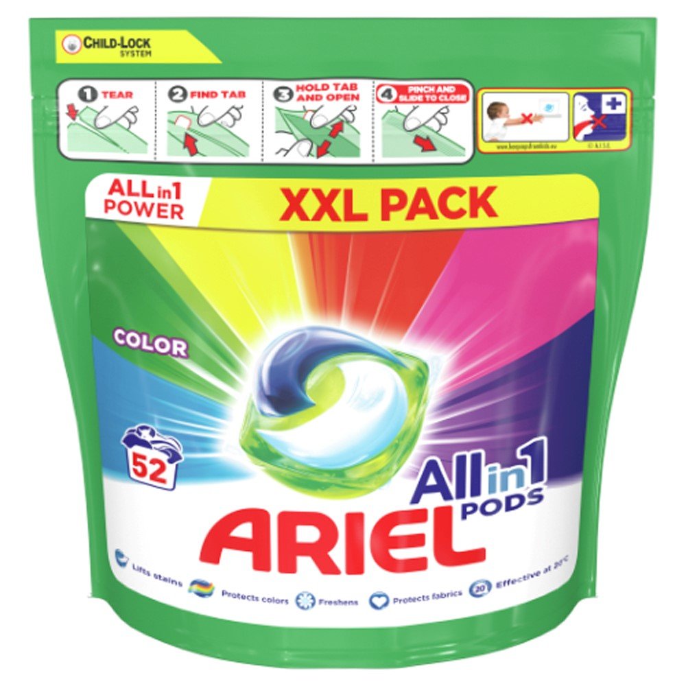 Skalbimo kapsulės ARIEL Color, 52 vnt.