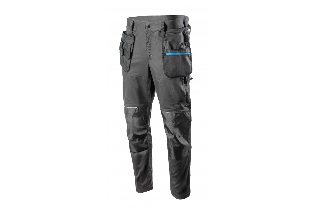 Kelnės HOGERT WORKWEAR Wurnitz, 60% poliesteris, 38% medvilnė, 2% elastanas, pilka spalva, L (52) dydis, CE