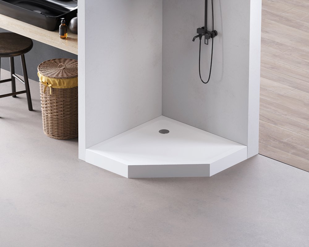 Dušo padėklas HARMONY Laut HAR-0110, 80 x 80 x 11,5 cm, akrilinis, penkiakampis, baltas