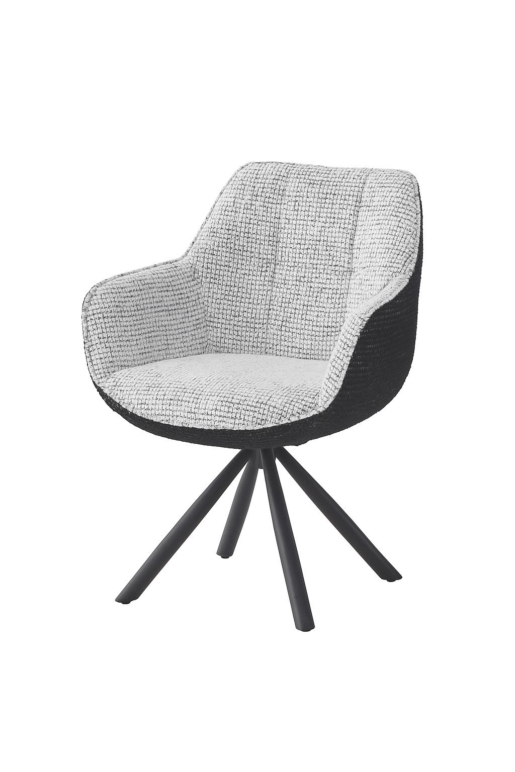 Valgomojo kėdė, metalinis rėmas apmuštas minkštu audiniu, pilkos/juodos sp., 61,5 x 62,5 x 86 cm, D094