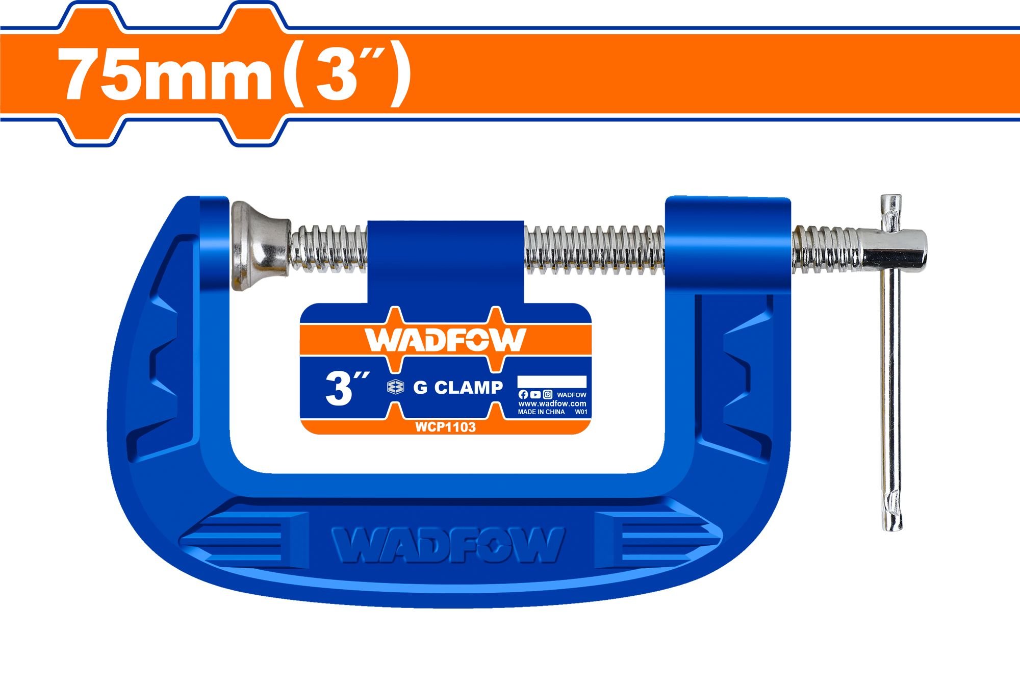 Spaustuvas WADFOW, G-formos, 75 mm, WCP1103
