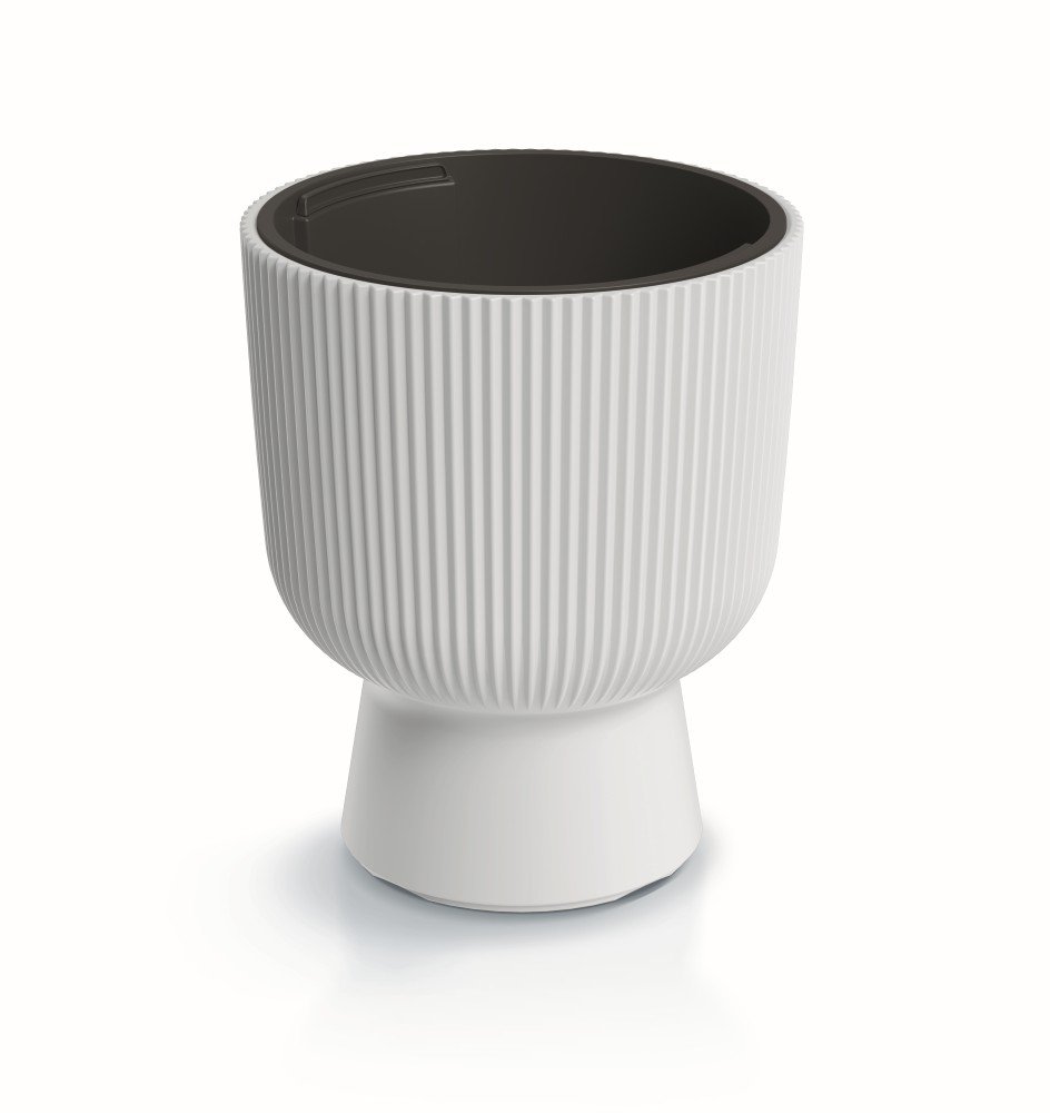 Plastikinis lauko vazonas Milly, baltos sp., 29,8 x 29,8 x 36,5 cm.