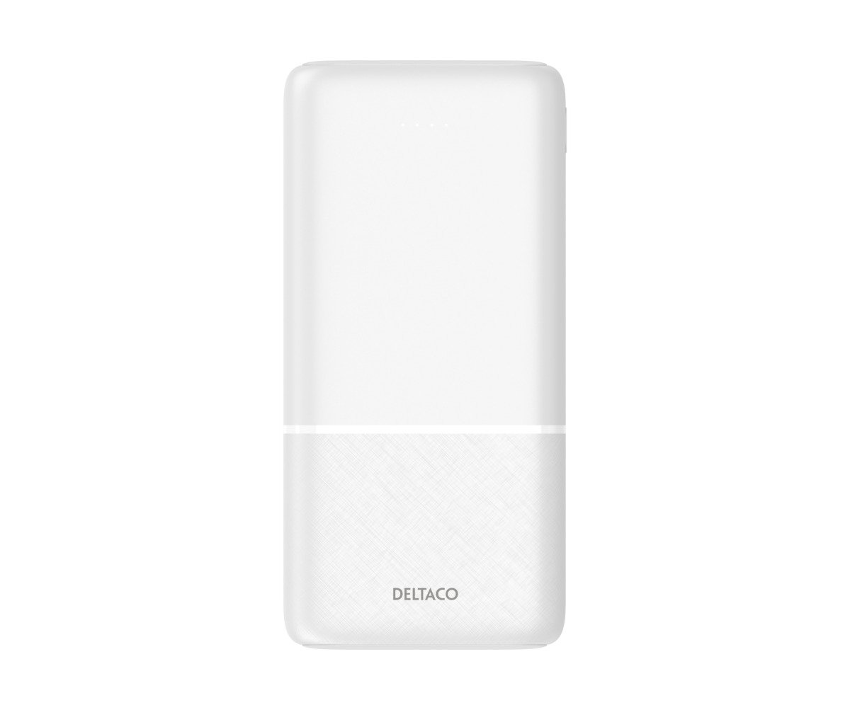Išorinė baterija DELTACO PB-C1006, 20000 mAh, 2x USB-A, 1x USB-C, baltos sp.
