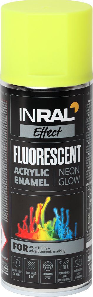 Aerozoliniai dažai INRAL FLUORESCENT, geltona sp., matinė, 400ml