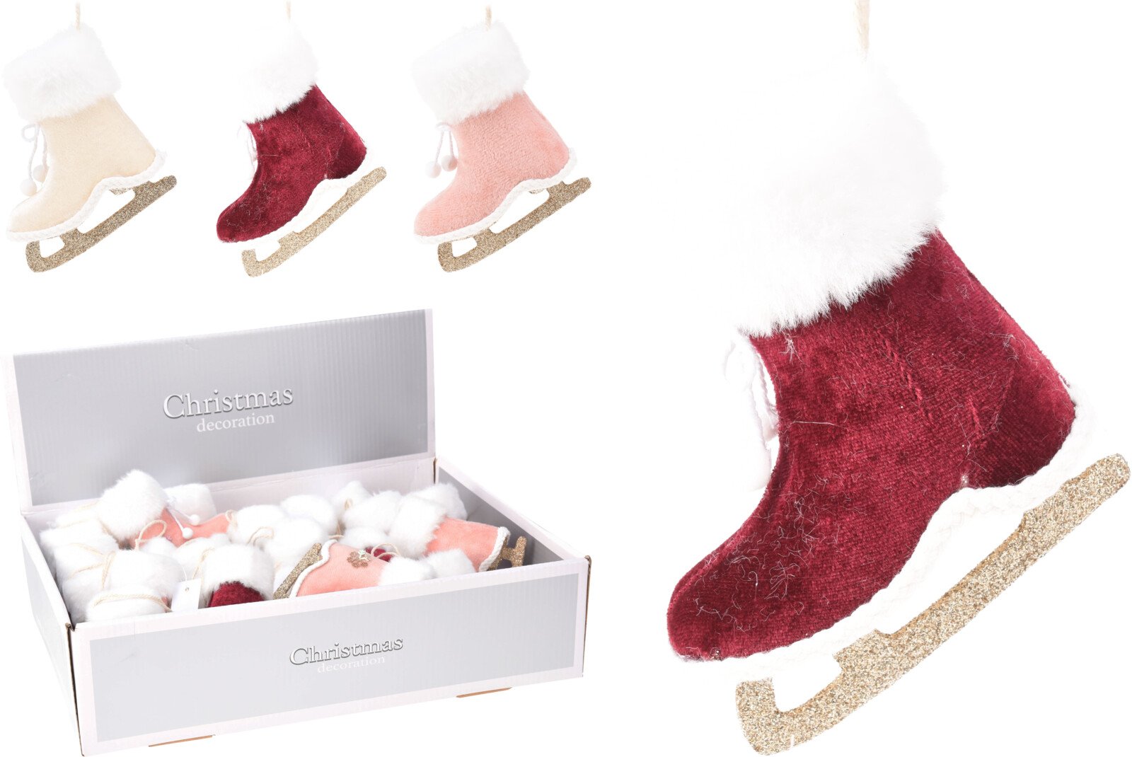 Eglutės žaisliukas Pačiūža, 3 skirtingos spalvos: raudona/rožinė/dramblio kaulo, 11 x 4 x 10 cm