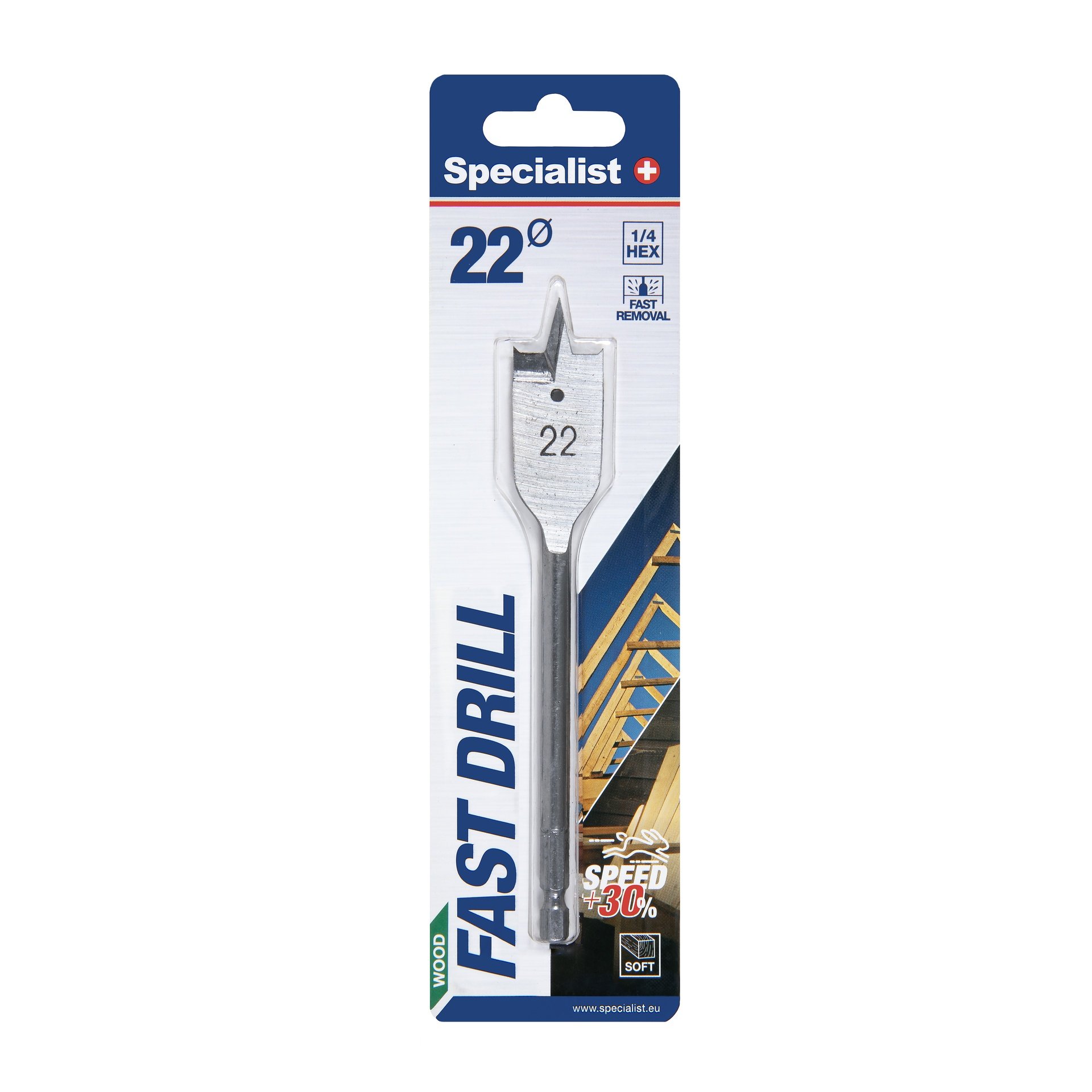 Plunksninis grąžtas medžiui SPECIALIST+, 22 mm
