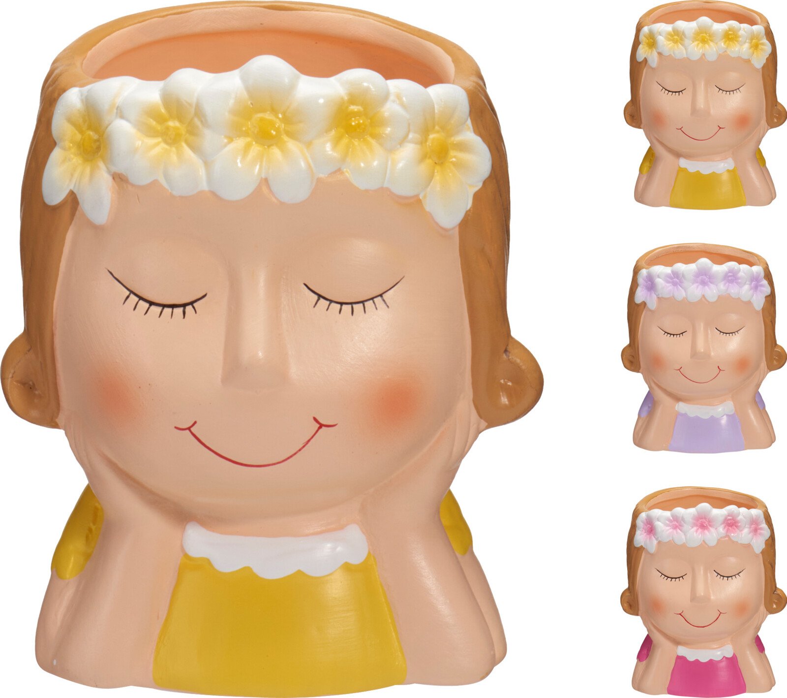 Kambarinis keraminis vazonas Mergina, 3 skirtingi dizainai, 8,9 x 8 x 10,5 cm.