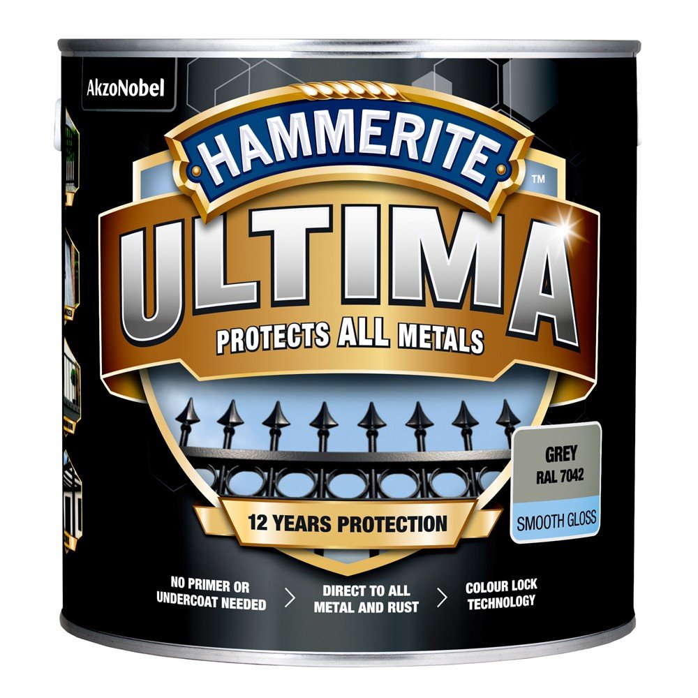 Antikoroziniai dažai HAMMERITE Ultima, 2,2 l, pilkos sp., blizgūs