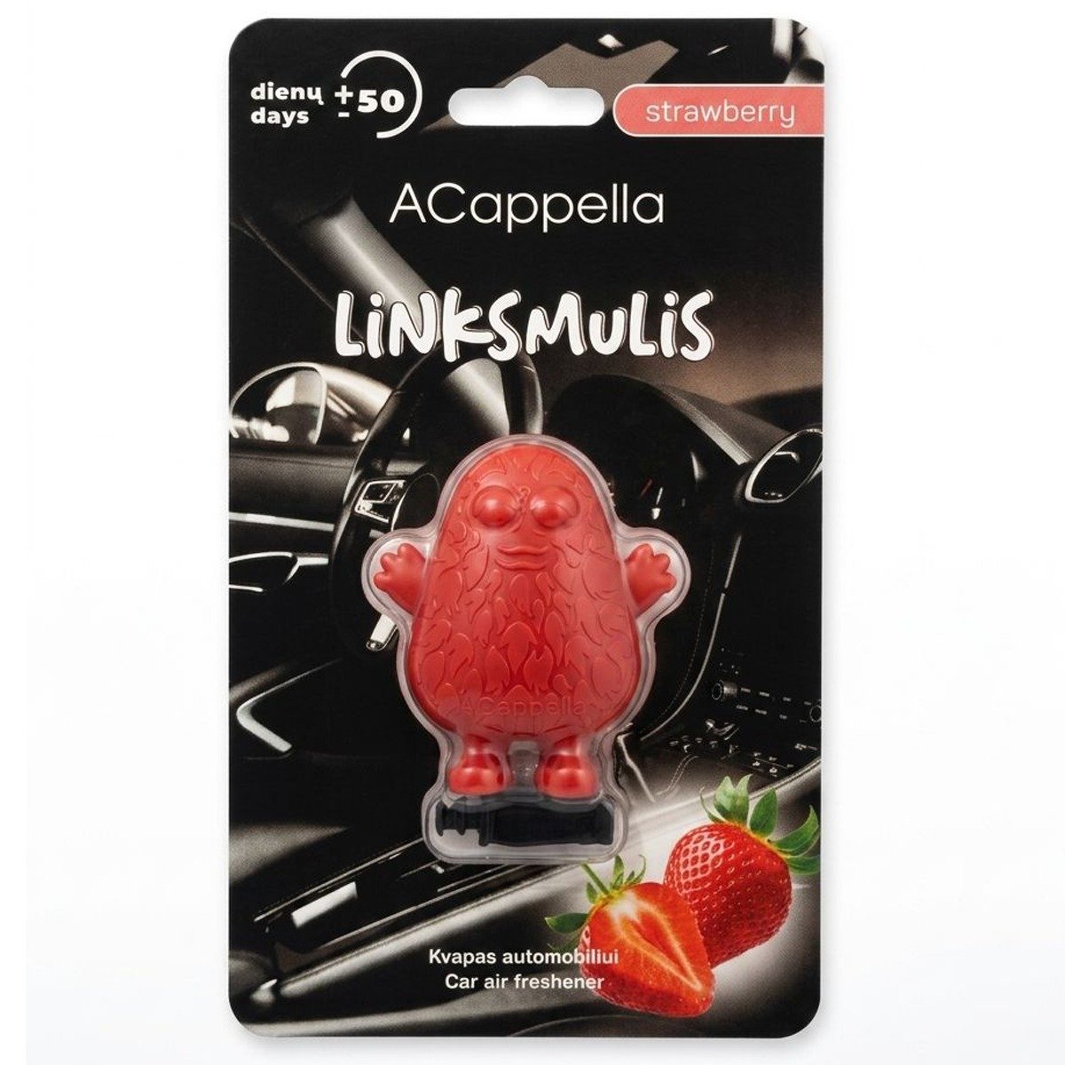Automobilių oro gaiviklis ACAPPELLA Linksmulis Strawberry, į ventiliacijos groteles