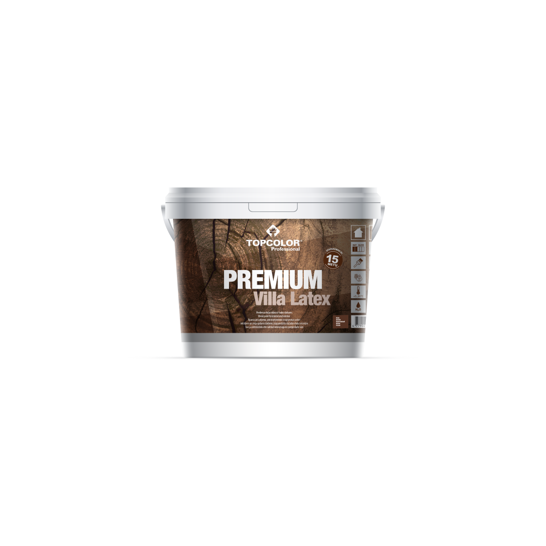 Medienos fasado dažai TOPCOLOR Premium Villa Latex, 3 l, rudos sp.