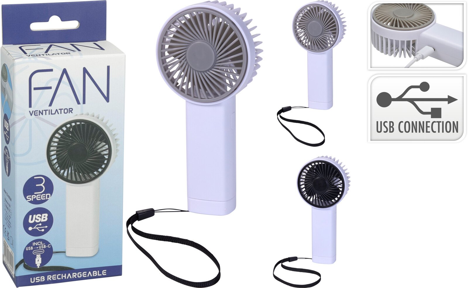 Stalinis ventiliatorius, 65 x 35 x 142 mm, USB jungtis