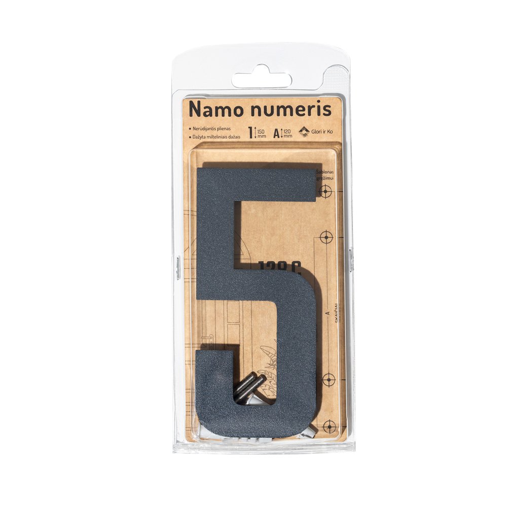 Namo numeris 5, 150 mm, antracito sp, nerūdijantis plienas