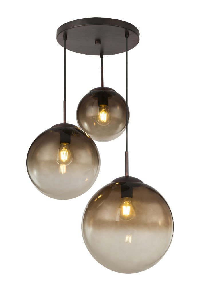 Pakabinamas šviestuvas GLOBO Varus, E27, 3 x 40W, 230V, rudos sp. metalas, gintaro sp. stiklas, 510 x 1200 mm, 15865-3
