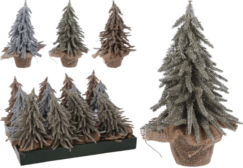 Blizganti kalėdinė eglutė, 3 skirtingų spalvų, pastatoma, 28 cm
