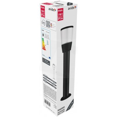 Lauko šviestuvas AVIDE Madrid At-8722, E27, max 7W, 220-240V, IP54, pastatomas, baltos/juodos sp., 520 x 108 mm