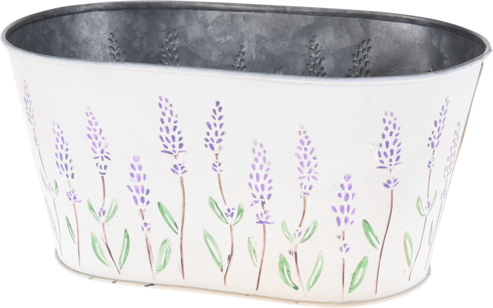 Lauko vazonas, su gėlių motyvais, ovalus, baltos sp., 24 x 19,5 x 9,5 cm.