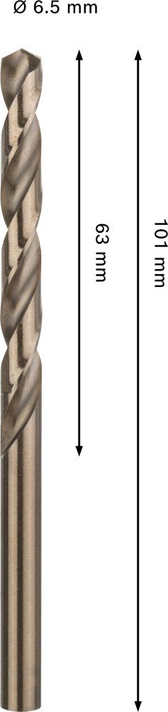 Grąžtas metalui BOSCH HSS-Co, DIN 338, 6,5 × 63 × 101 mm