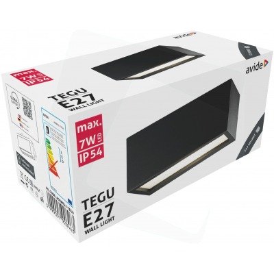 Lauko šviestuvas AVIDE Tegu At-8463, E27, max 7W, 220-240V, IP54, sieninis, juodos sp., 110 x 250 x 110 mm