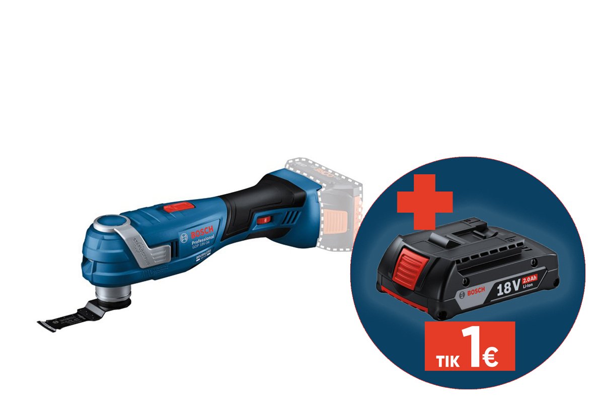 Akumuliatorinis daugiafunkcinis įrankis BOSCH Professional, GOP 18V-34 Solo, be akumuliatoriaus ir kroviklio