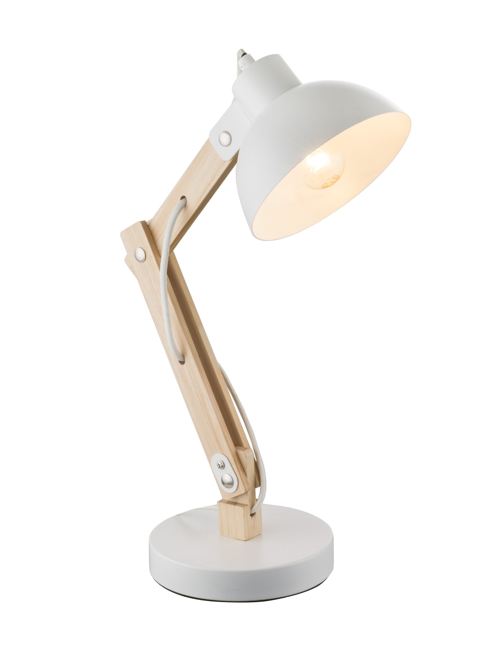 Stalinis šviestuvas GLOBO Tongariro, E27, 1 x 40W, 230V, su jungikliu, šviesus medis, baltos sp. metalas, 320 x 160 x 450 mm, 21502