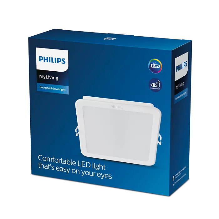 Montuojamas šviestuvas panelė PHILIPS Meson, įleidžiama, LED 12,5 W, 4000 K, 1300 lm, kvadratinė, baltos sp., 140 x 140 mm