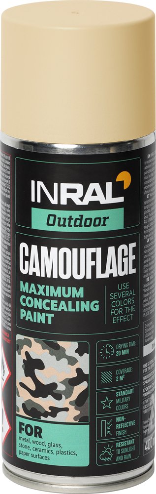 Aerozoliniai dažai INRAL Camouflage, smėlinė, matinė RAL1001, 400ml